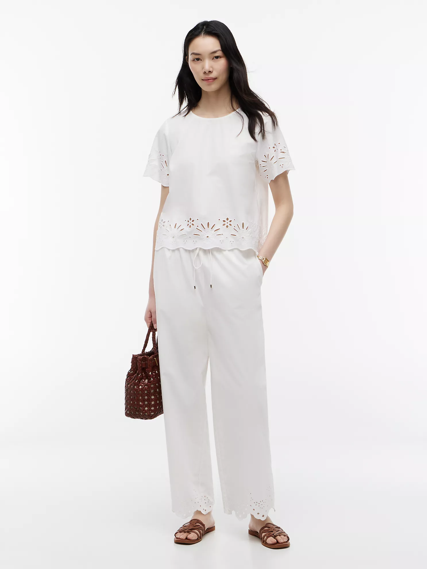 Embroidered Eyelet Poplin Top