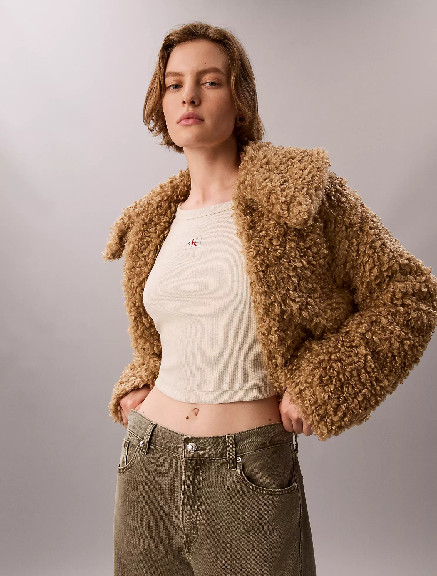 Faux Teddy Collar Jacket